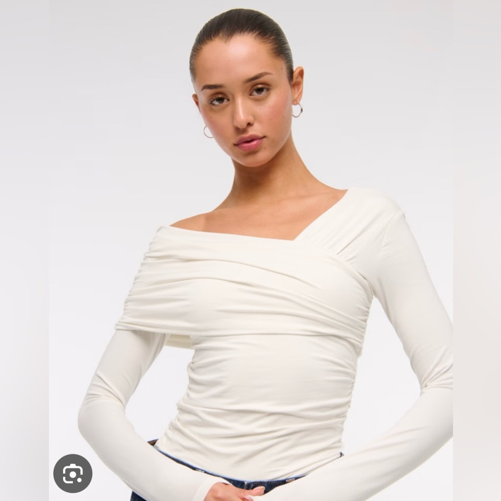 Abercrombie Long Sleeve Off-Shoulder Draped Wrap Top